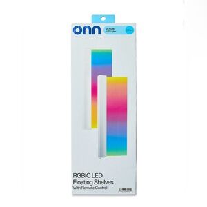2 ONN Floating Shelves Acrylic Frosted Multicolor RGBIC LED w/ Remote & Hardware